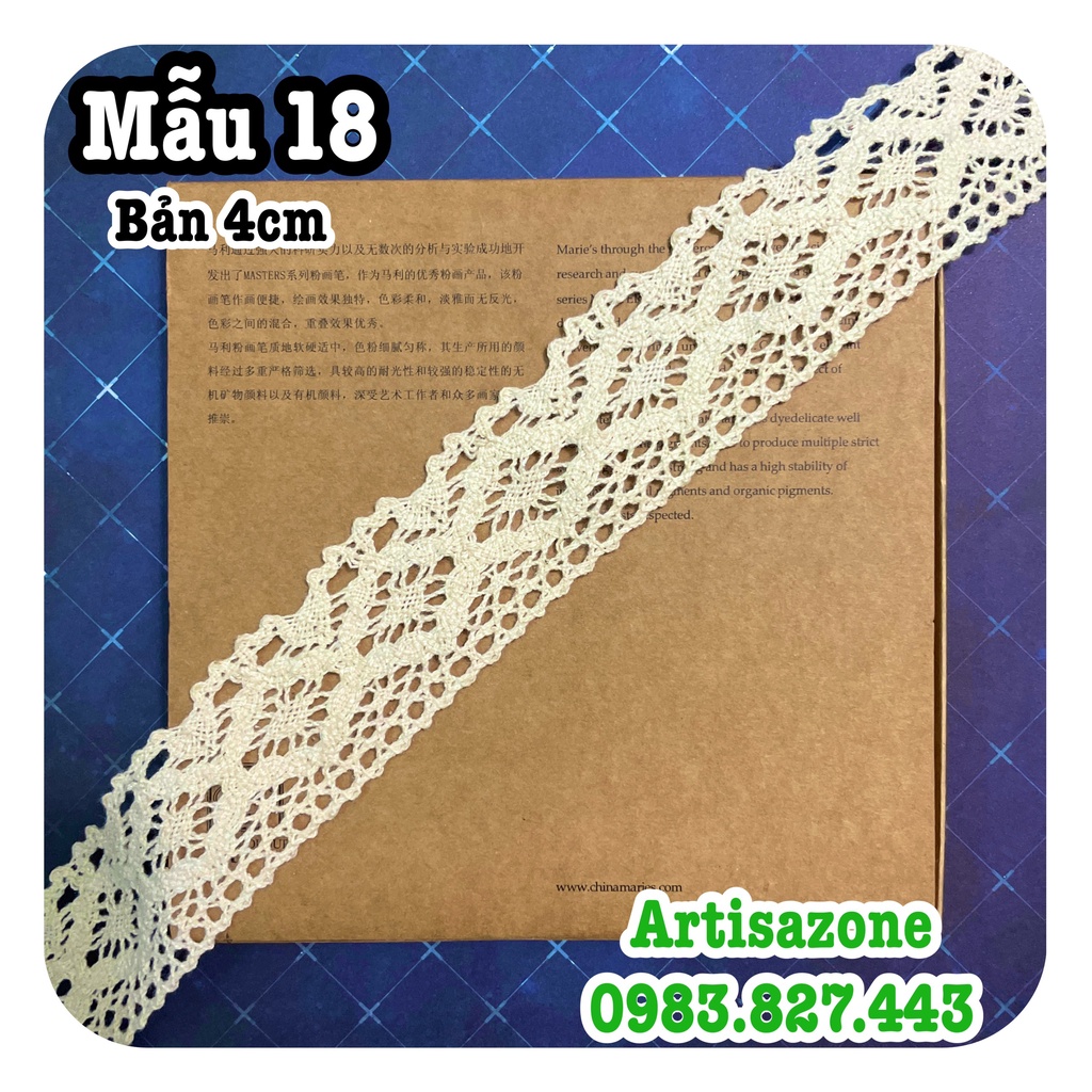 Ruy băng ren cotton size lớn - Bản rộng từ 3,5cm - 5cm, dài 02 mét  - Đọc kỹ mô tả sản phẩm