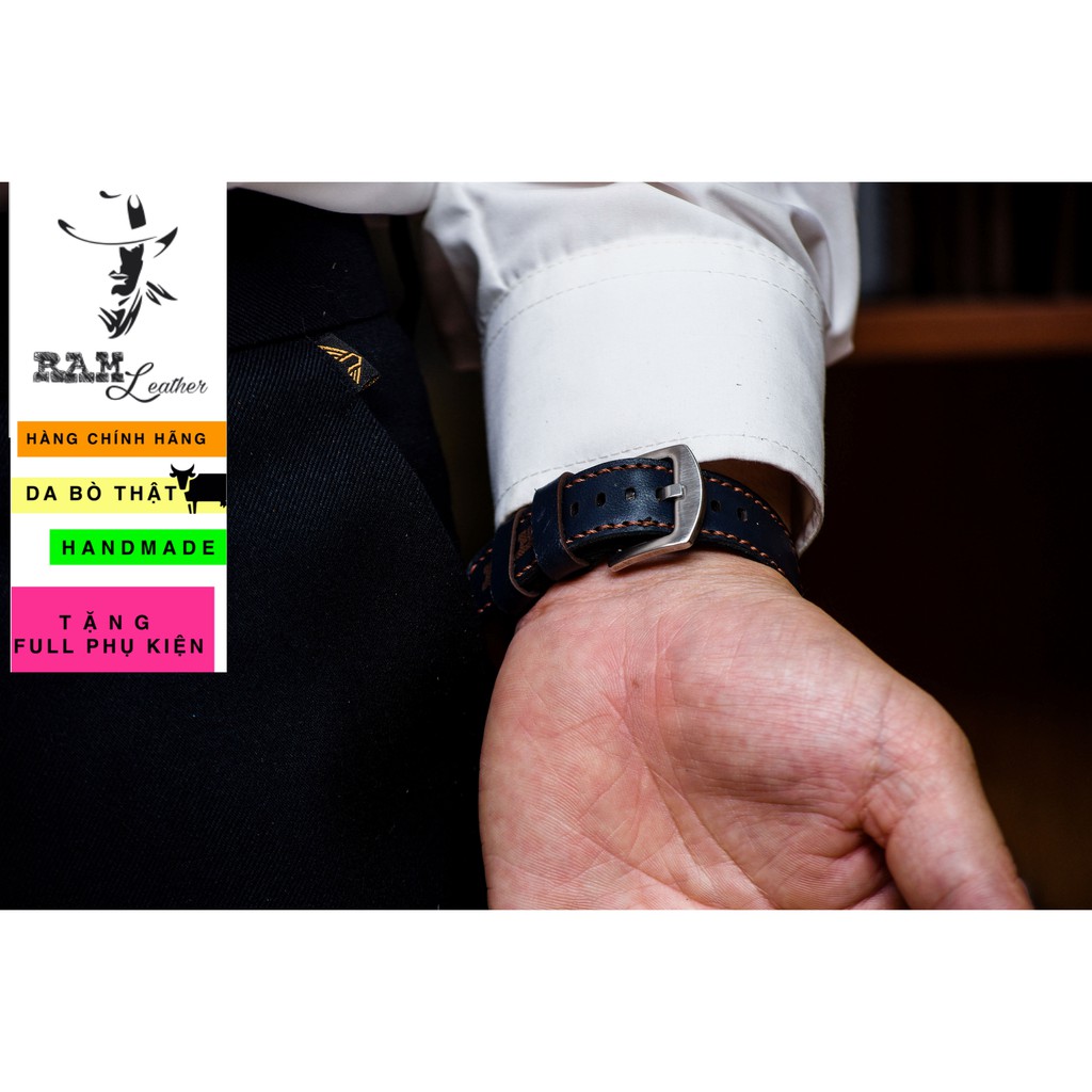 Dây đồng hồ Apple Watch , Iwatch , Iphone Watch Da Dê Xanh Navy RAM Leather Classic 1993  Bền Đẹp