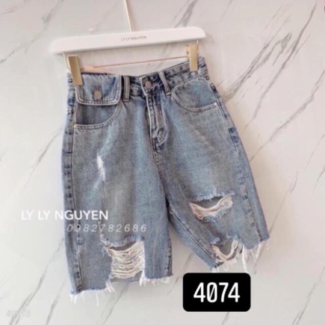 Quần ngố jean mã 308,lưng cao nữ.Quần bò ngắn rách dưới cá tính thời trang Ulzzang. ⚡