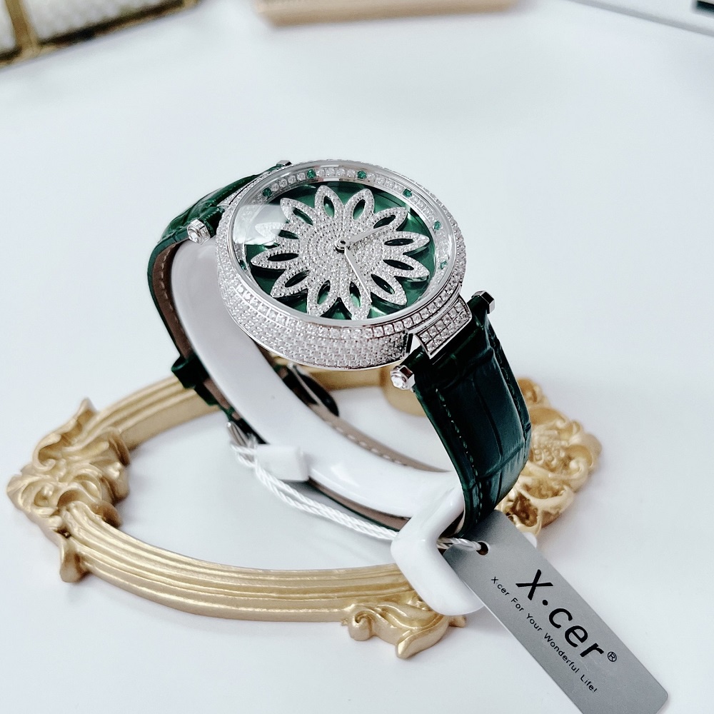 Đồng Hồ Nữ X-Cer Mặt Xoay Dây Da Xanh Lá Chính Hãng 39mm