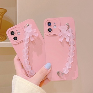 Ốp Điện Thoại Dẻo Họa Tiết Chú Gấu & Trái Tim + Vòng Tay Cho iPhone 7 8 Plus 11 12 13 Pro MAX X XR XS MAX SE 2020 2022