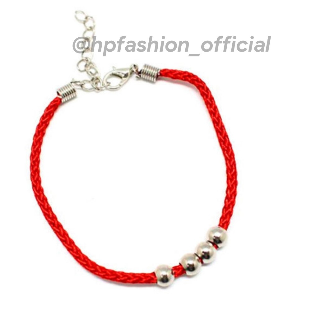 Vòng tay chỉ đỏ may mắn mix hạt xinh xắn dây lụa xoắn