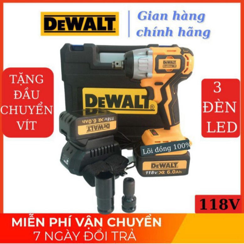 Máy Siết Bulong DEWALT 118V 2pin Không Chổi Than-Máy Vặn ốc-Bắt Vít-Khoan Búa