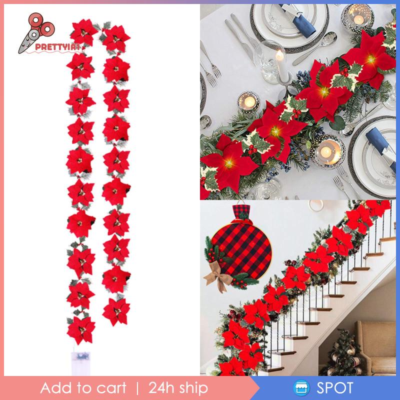 [Prettyia1] Dây Đèn LED 2m Hình Bông Hoa Trang Trí Giáng Sinh