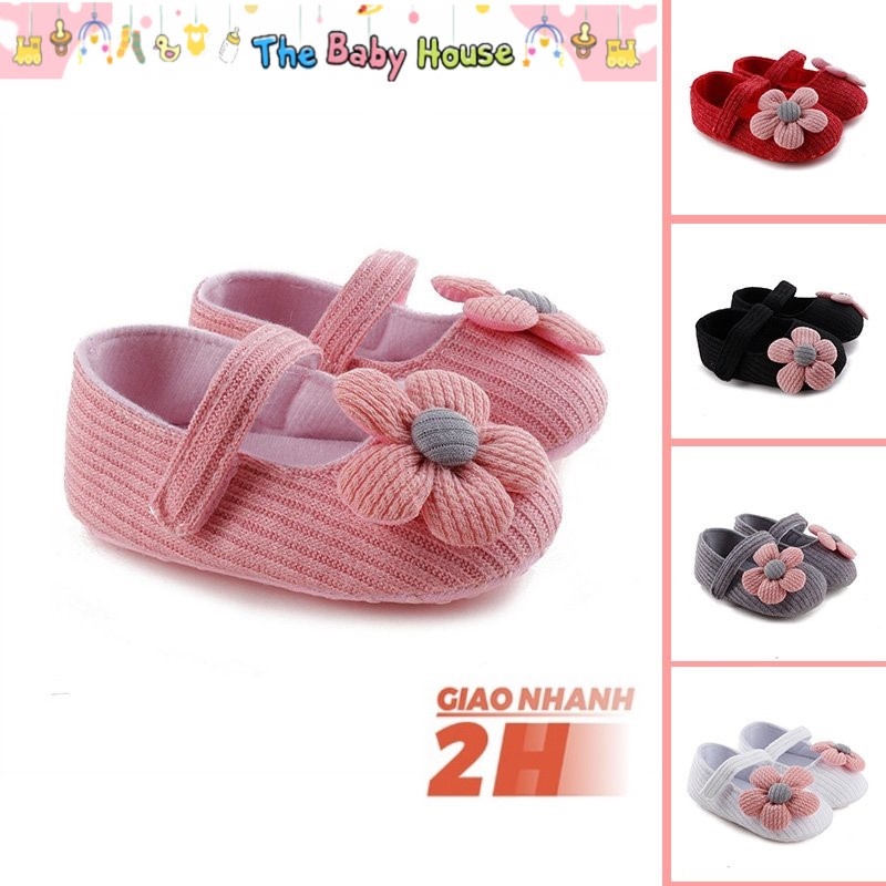 Giày Tập Đi Cho Bé  𝐅𝐑𝐄𝐄𝐒𝐇𝐈𝐏 Giày Công Chúa Đế Mềm Chống Trượt Hoa Xinh Xắn Cho Bé 0-18 tháng tuổi