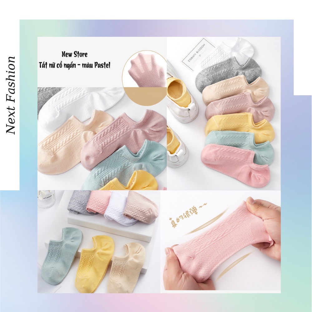 Tất nữ cổ ngắn trơn màu Pastel chất cotton mềm mịn thoáng mát - T030