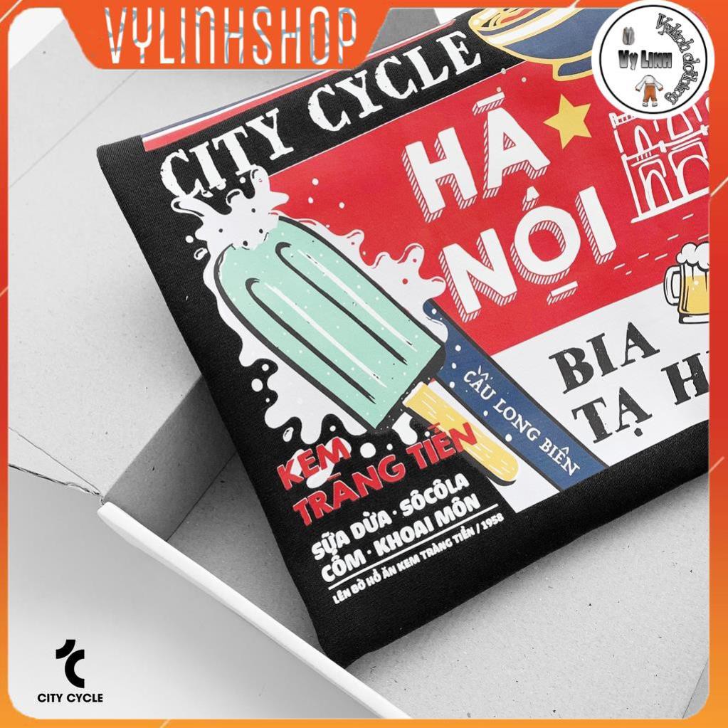 Áo Nỉ Nam Nữ VYLINSHOP Áo Sweater Hà Nội City Cycle Unisex Form Rộng Dày Ấm Màu ĐenTrắng 3 Size M L XL