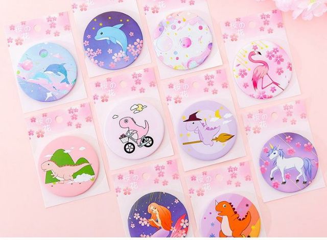 Gương mini hình bò sữa/ heo hồng/ khủng long và nhân vật hoạt hình