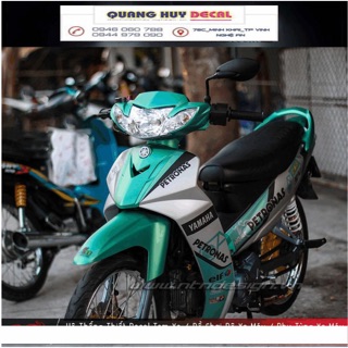 Tem trùm sirius xanh ngọc bích petronas, độ team dán phủ decal xe máy spark giá rẻ đẹp