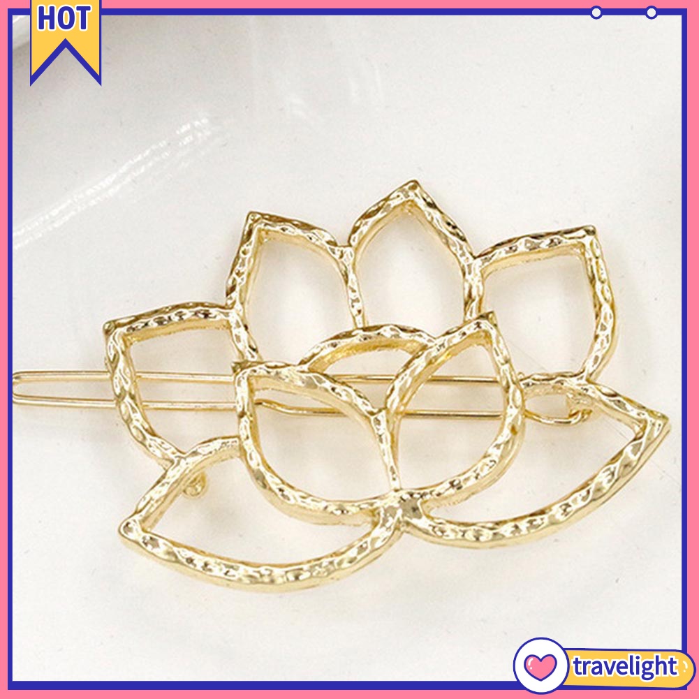 Kẹp tóc hợp kim hình hoa sen rỗng phong cách retro cho nữ