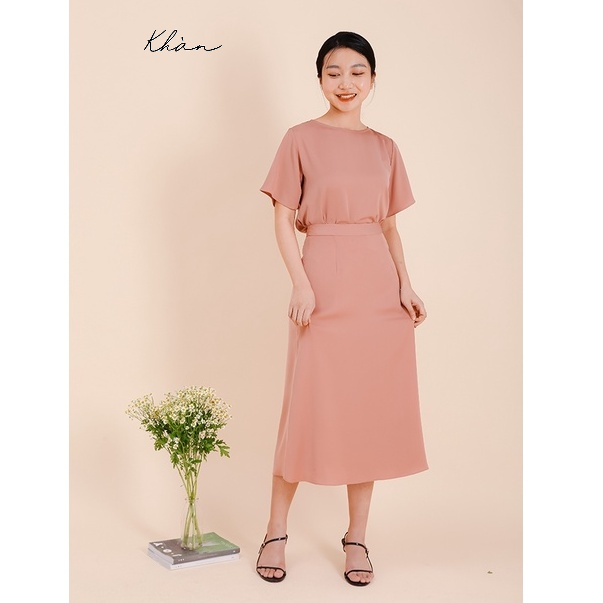Set áo tay ngắn - chân váy lụa nữ kiểu KHÀN cao cấp không nhăn phong cách công sở