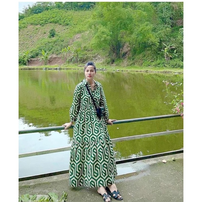 ĐẦM MAXI DÀI CỔ SƠ MI ZR XUẤT XỊN