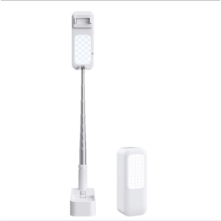 Đèn Livestream Thông Minh Nhỏ Gọn, Xoay 360 độ, Có Điều Khiển, Có Đèn LED 2 Mặt Sandbox V6 tích hợp gậy tự sướng
