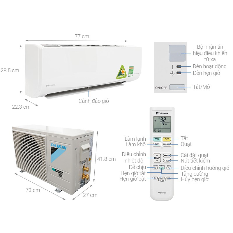 Điều hòa Daikin 9000BTU FTKQ25SAVMV – 1 chiều Inverter