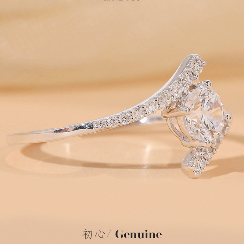 Nhẫn bạc 925 phụ nữ kim cương moissanite 2 carat đồ trang sức thời trang