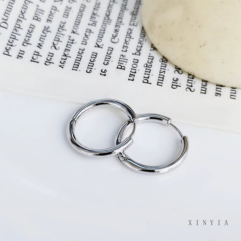 Bông tai dáng tròn thiết kế đơn giản hợp thời trang phong cách Hàn Quốc cho nữ (1 pcs)