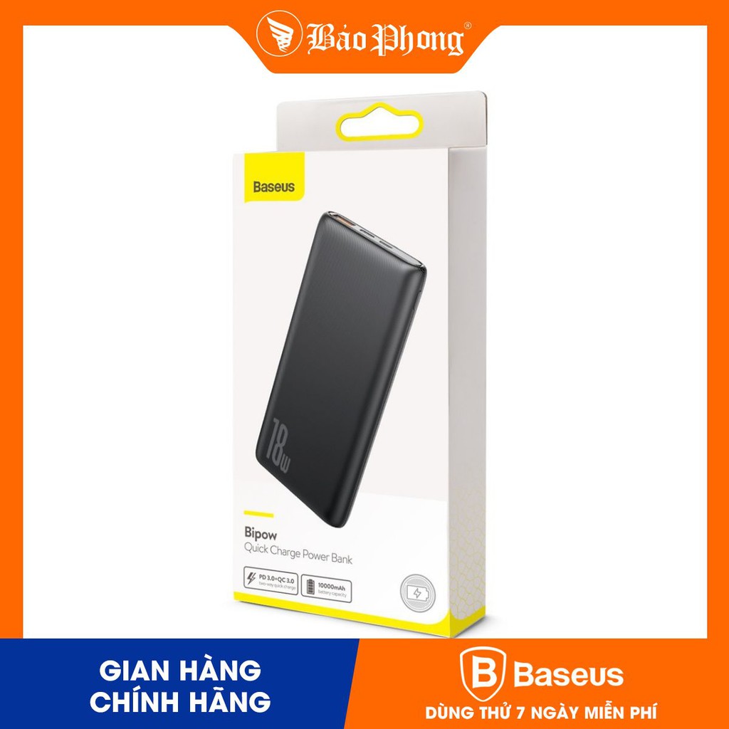 Pin dự phòng BASEUS 10000 mAh 18w Bipow Quick Charge PD+QC PPDML-01