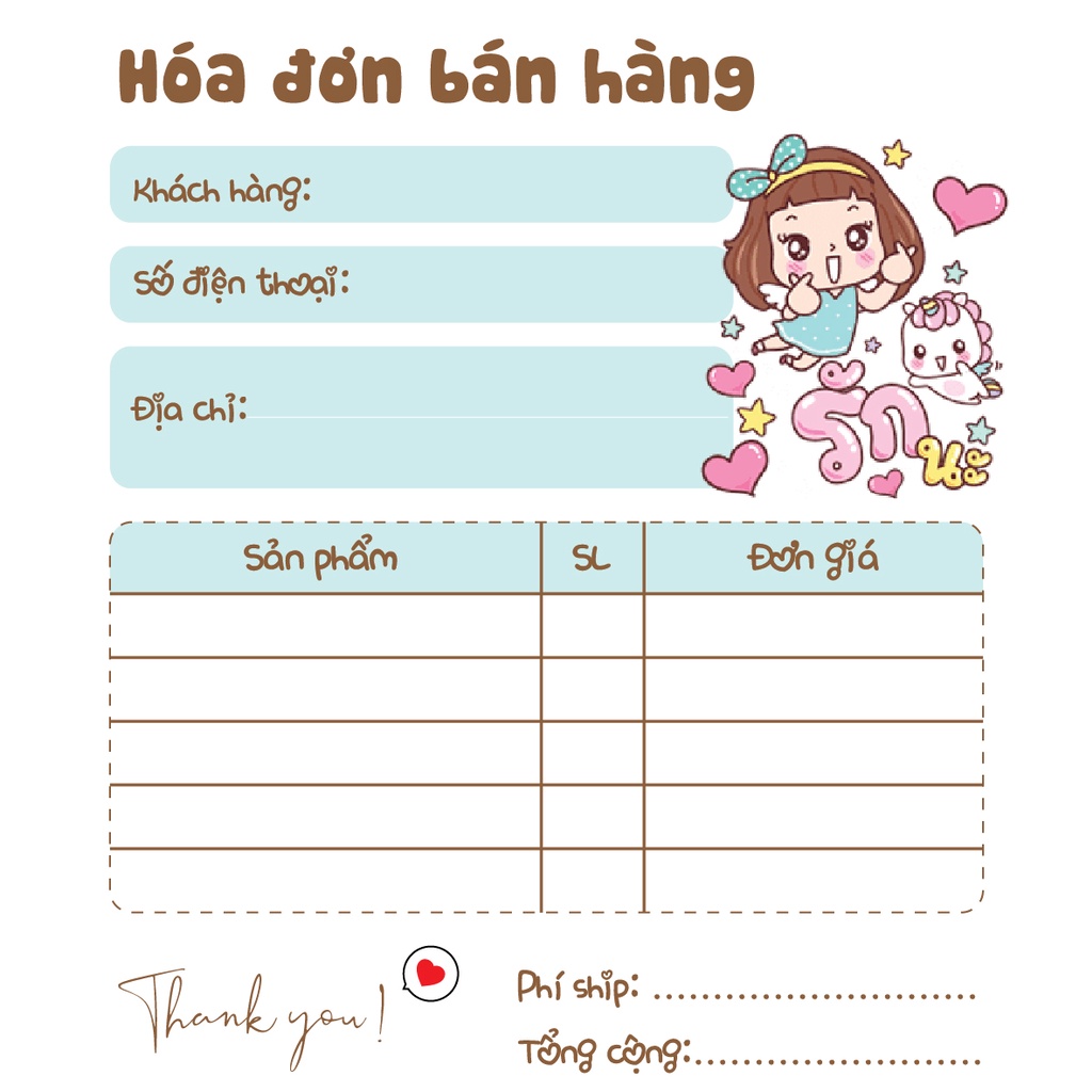 [ Hàng Sẵn ] Hóa Đơn Bán Hàng Mini 1 Liên MIEDIE