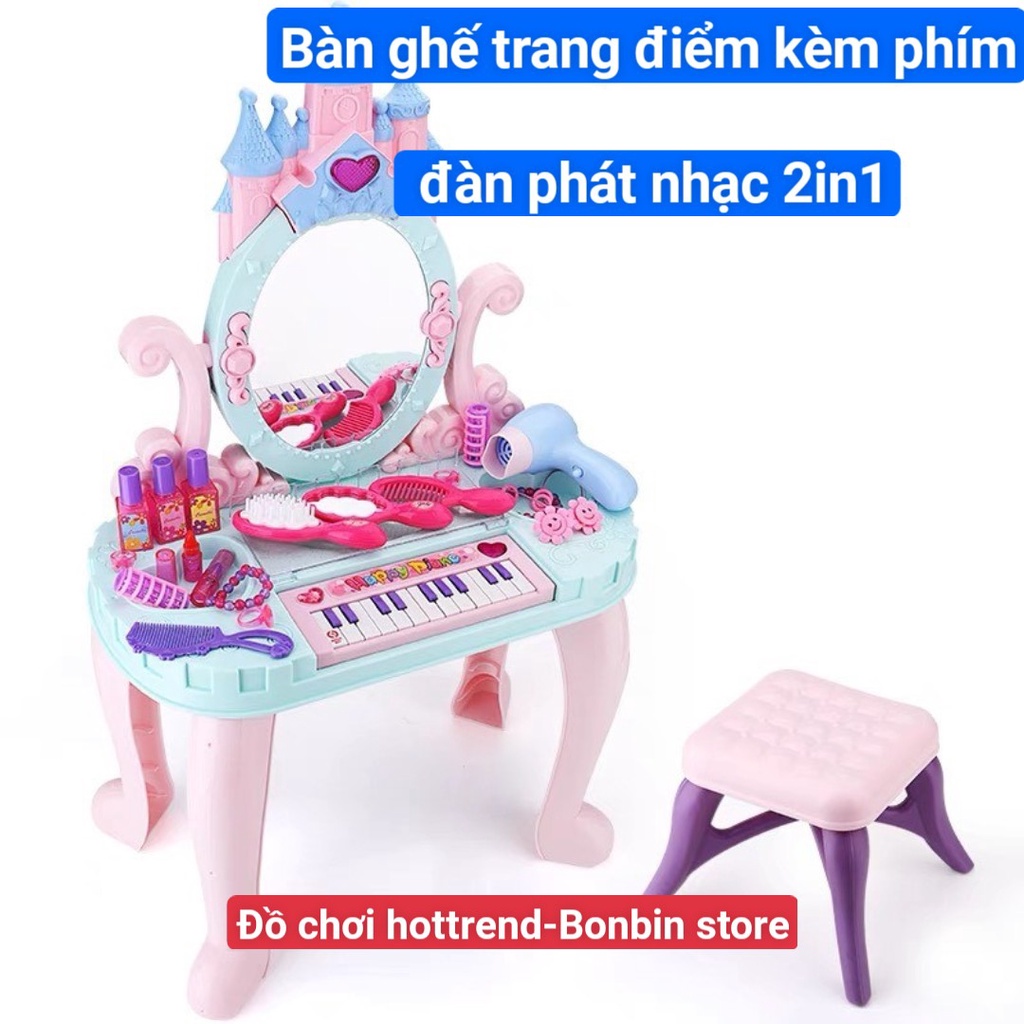 Bộ bàn ghế trang điểm cho bé gái mẫu mới 31pcs màu hồng, hàng loại 1 -MÁY SẤY TẠO GIÓ ,CÓ ĐÈN