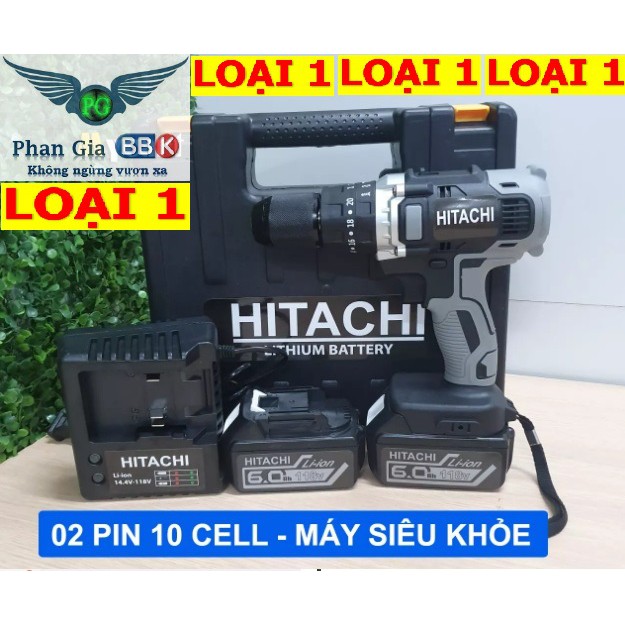 THÂN MÁY KHOAN PIN HITACHI 188V TẶNG KÈM 1 PIN, SẠC