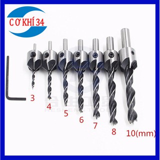 Bộ 7 mũi khoan gỗ doa lỗ vít, bắt lỗ âm vít gỗ - Mũi khoan âm vít gỗ