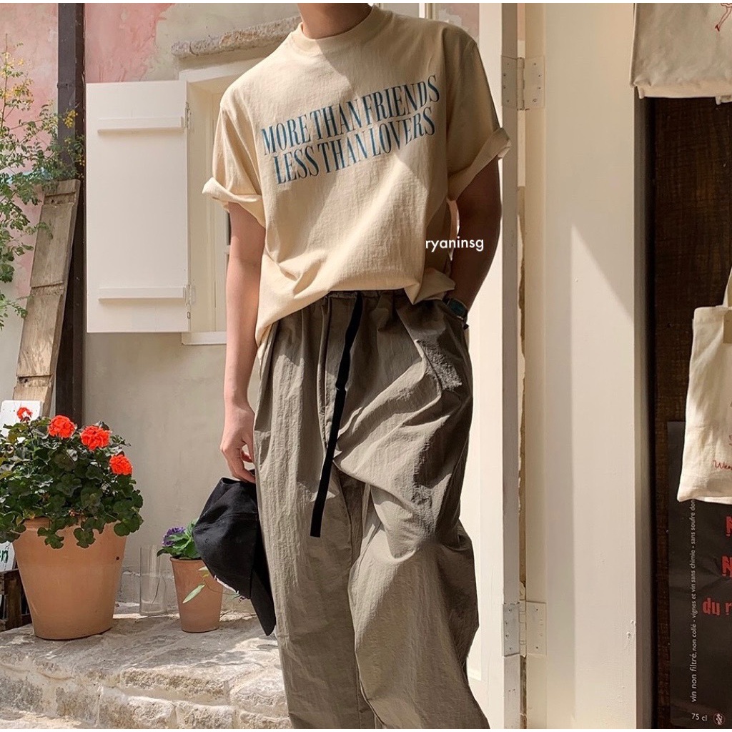 RYAN - Áo thun nam TRÊN TÌNH BẠN DƯỚI TÌNH YÊU ngắn tay vải cotton cổ bo tròn form rộng phong cách Hàn Quốc