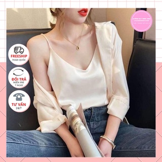 Áo Hai Dây Lụa Mặc Trong Vest Vải Mịn Không Nhăn - Áo Ngủ Mặc Nhà Nữ Cao Cấp Chất Siêu Đẹp