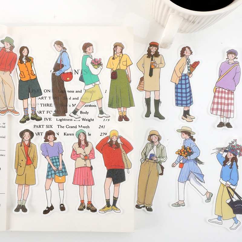 Set 40 Sticker Giấy Washi Họa Tiết Hoạt Hình Trang Trí Sổ Tay