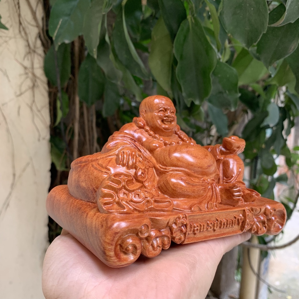 Di lặc để xe ô tô bằng gỗ hương cao 9 cm ngang 15 cm đế vạn sự như ý
