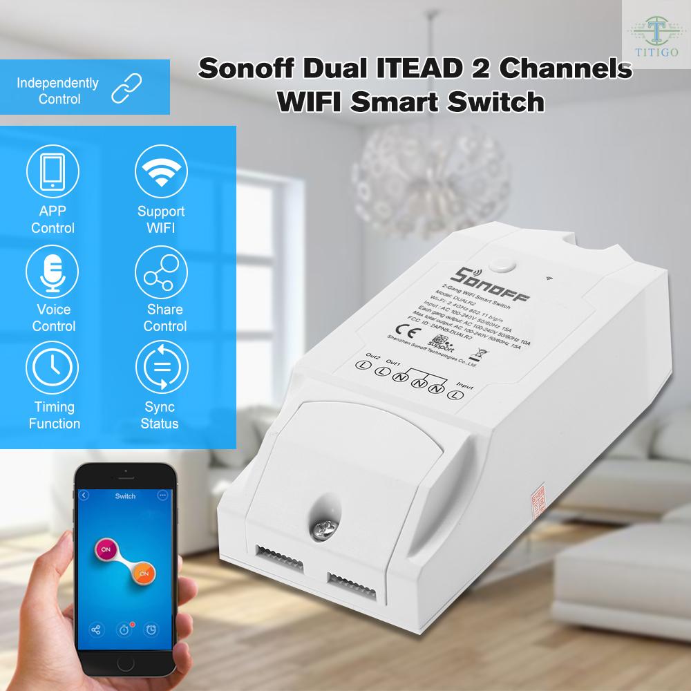 GOOGLE Công Tắc Wifi Thông Minh Sonoff Dual Itead 2 Kênh 100-240v Ac