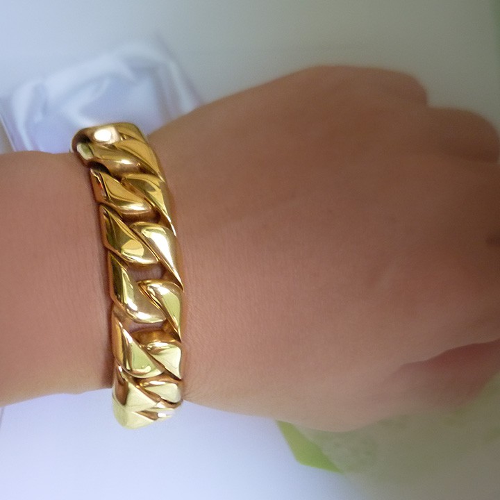 Lắc tay nam mạ vàng khóa hộp cỡ lớn LZ754