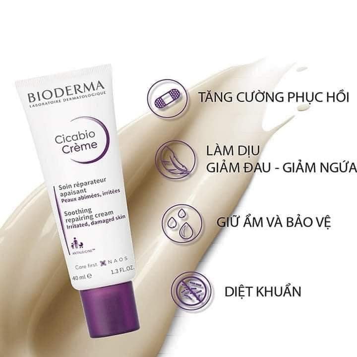 Kem cấp ẩm, phục hồi da tổn thương BIODERMA CICABIO CREAM (TÍM)