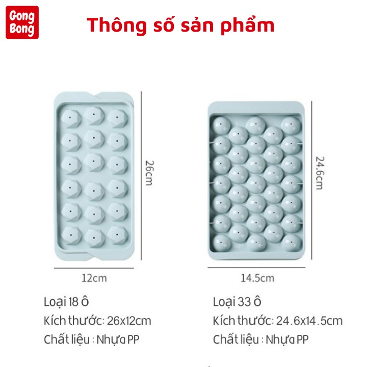 Khay làm đá viên tròn 33 viên khuôn thạch bi bằng nhựa mềm, khuôn làm thạch rau câu hoa quả đa năng Gong Bong store