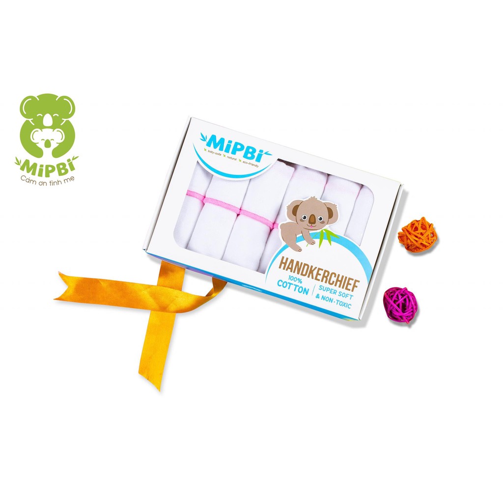 Khăn Sữa Hộp CHÍNH HÃNG MIPBI 100% Cotton Tự Nhiên - Set 6c - Kích Thước 30*30cm