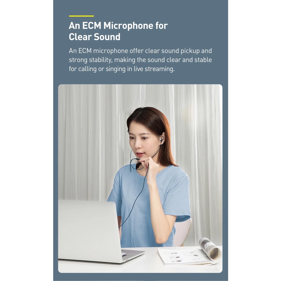 Tai nghe AUX 3.5mm Baseus Encok H19 Wired Earphone