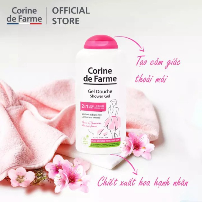 [CHÍNH HÃNG] Corine De Farme Gel Tắm Toàn Thân Và Làm Sạch Vùng Cơ Quan Sinh Dục Ngoài Shower Gel 2 In 1 250ml