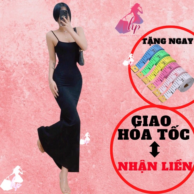 Váy body nữ dáng maxi dài đuôi cá 2 dây thun gân mẫu trơn basic siêu sang thích hợp đi chơi đi tiệc- VD284