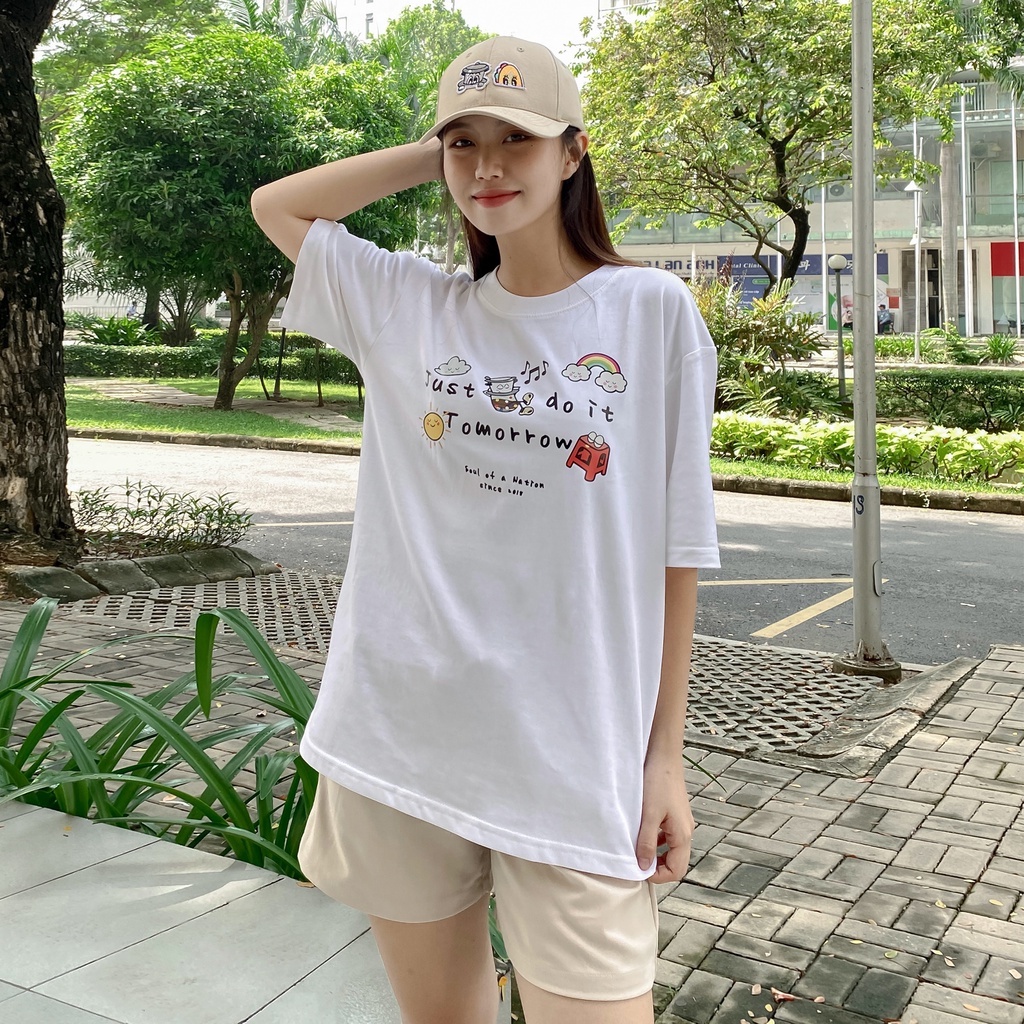 Áo thun unisex In họa tiết chữ cao cấp Just Do It Tomorrow form basic 100% SOUL OF A NATION