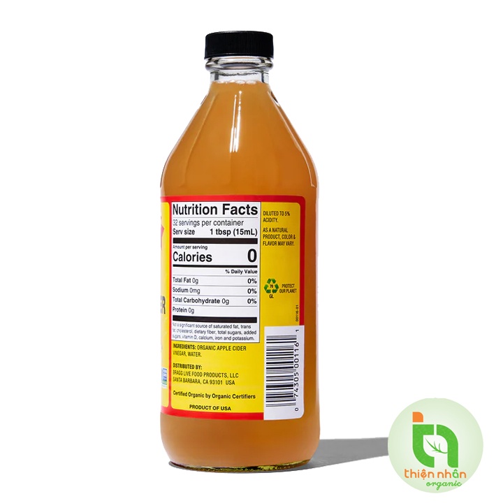 Combo 2 chai Giấm táo hữu cơ Bragg 946ml