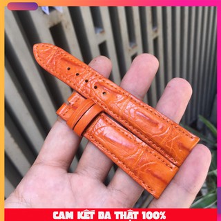 Dây đồng hồ da cá sấu thật cho nam màu vàng bò vân đốt tre