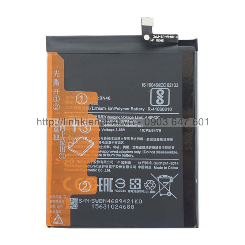 Pin Xiaomi Redmi Note 8 BN46 15.4Wh 4000mAh Zin - Hàng nhập Khẩu