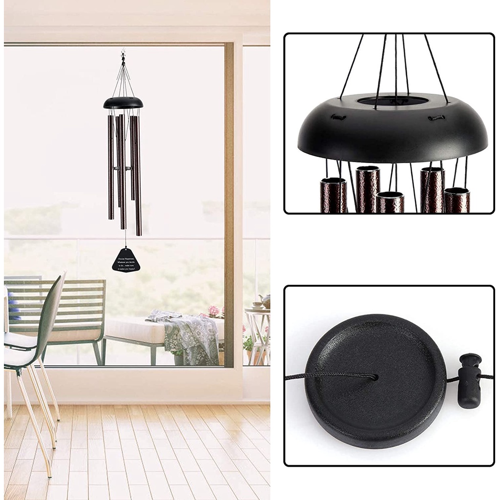 Chuông gió kim loại cỡ lớn 36 inch 5 ống phong cách cổ điển trang trí nhà cửa / sân vườn / ban công / ngoài trời