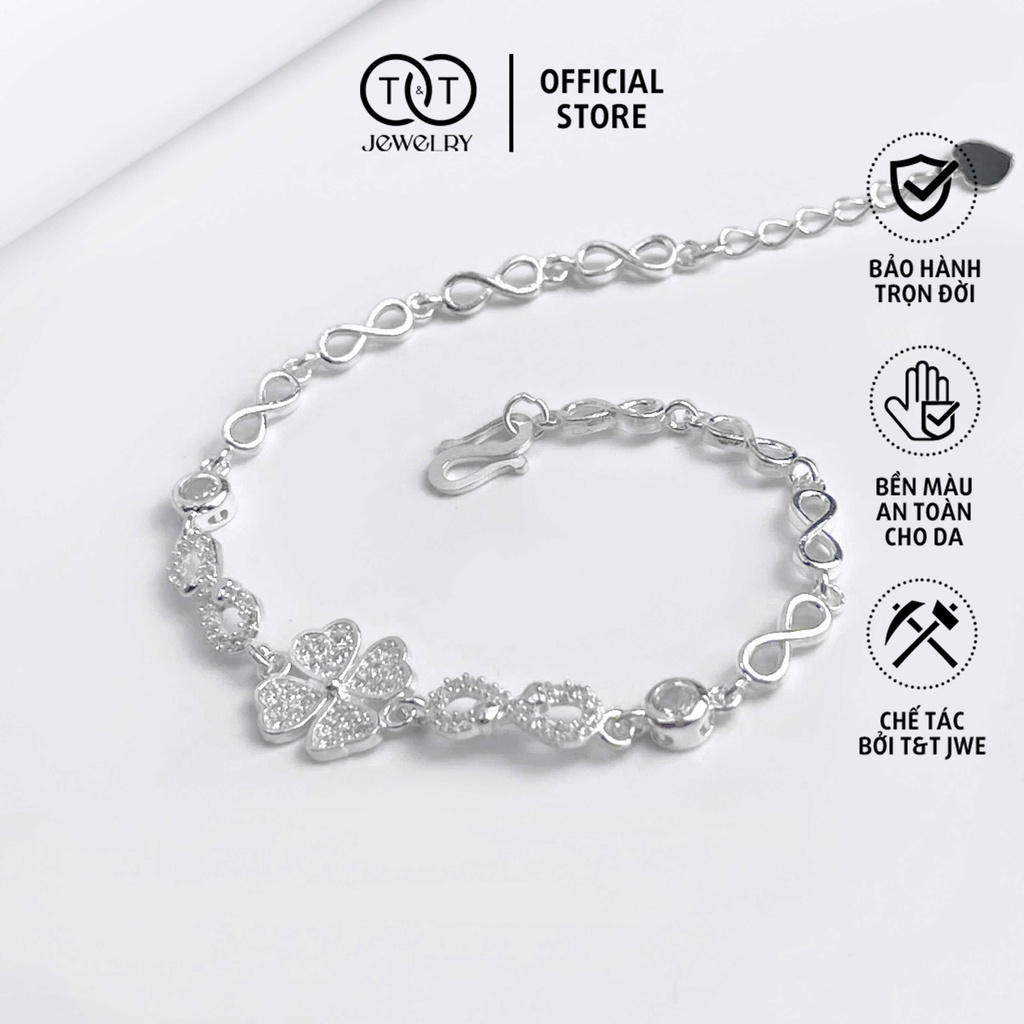 Lắc tay Bạc Ý s925 Hoa Bốn Lá T&amp;T Jewelry cao cấp LT02