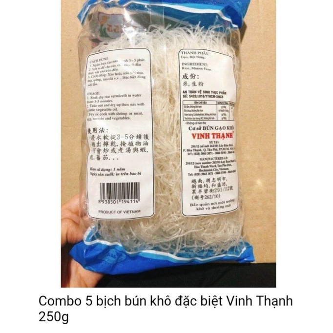 5 gói bún  khô vinh thanh gói 250g