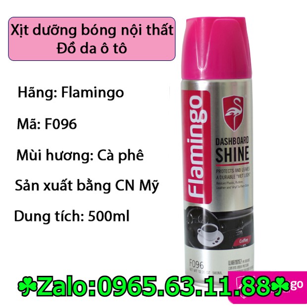 Chai xịt dưỡng bóng bảo vệ da và đồ nội thất Flamingo - Mùi cà phê 500ml F096