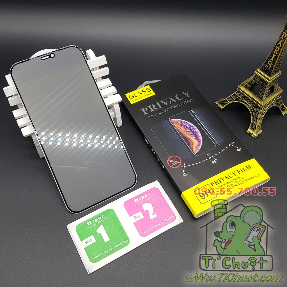 [Loại Tốt] Kính Cường Lực Chống Nhìn Trộm iPhone 12 Pro Max FULL Màn Viền Cứng