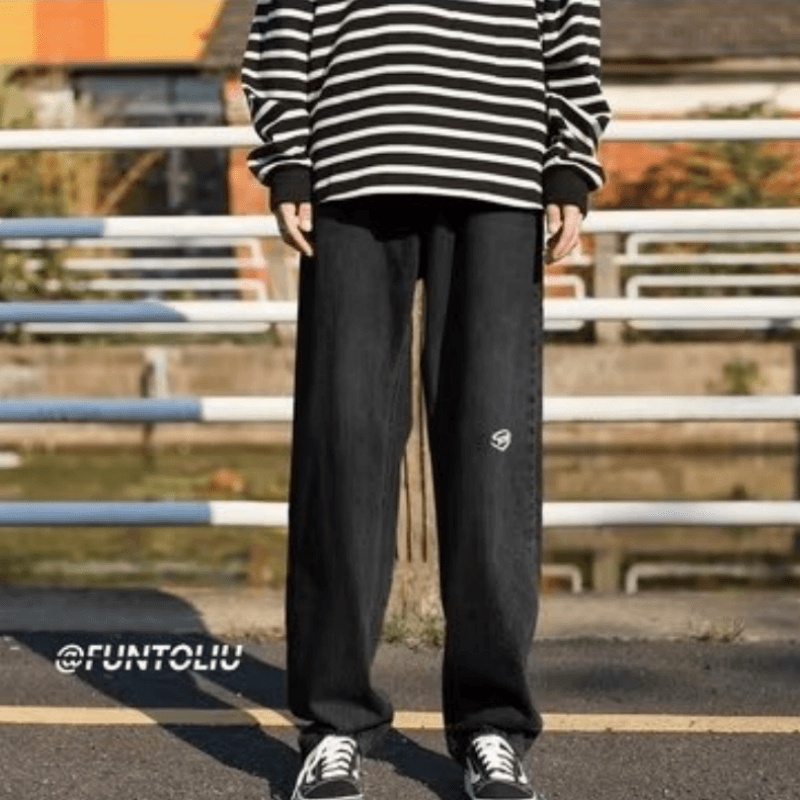 Quần jeans Dài Dáng Rộng Phong Cách Thời Trang Hàn Quốc Cho Nam Giới Size S-3XL