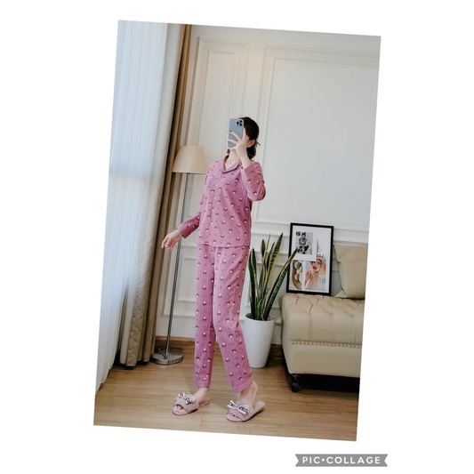 Bộ pijama nhung tăm in hoạ tiết | BigBuy360 - bigbuy360.vn