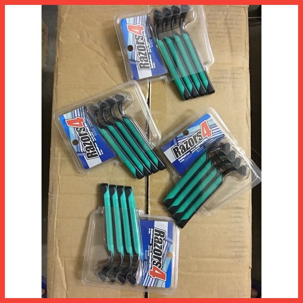 Bộ 4 dao cạo râu Razors 3 ba lưỡi kép cán nhựa 4in1 an toàn thông minh cây cạo râu dâu ria mép cạo lông nam nữ hồng xanh