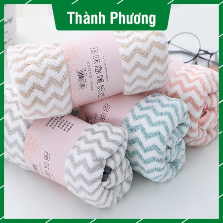 Khăn Mặt Hàn Quốc, Khăn mặt lông cừu 50x35cm Có Dòng Kẻ